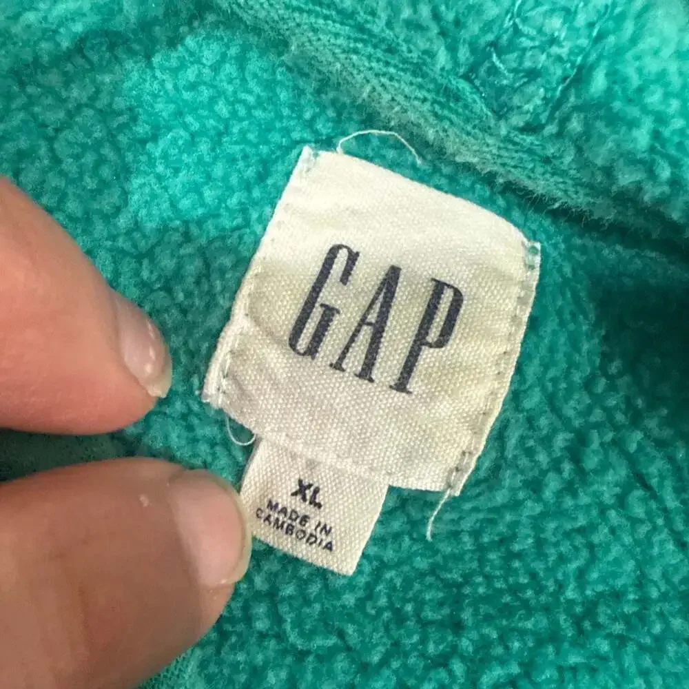 GAP Arch Logo Hoodie Mens XL Green Mirage Pullover Fleece Sweatshirt EUC - Picture 6 of 8